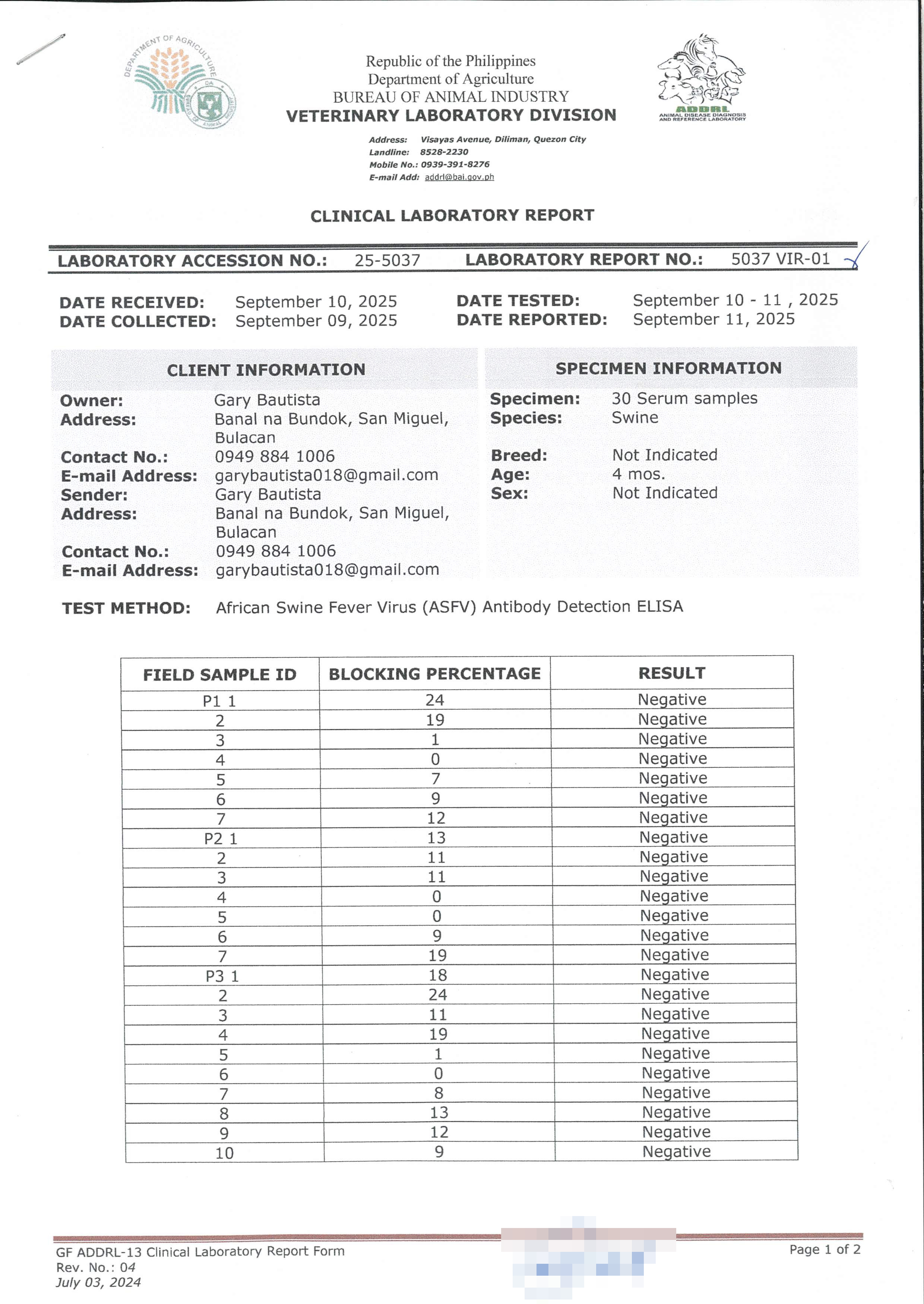 2025 ELISA Test 3 Out of 3